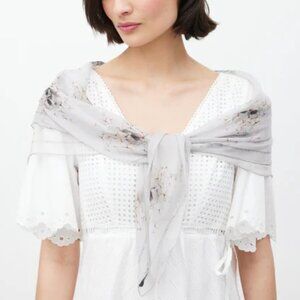 Alexander McQueen Grey Silk Skull Print Scarf